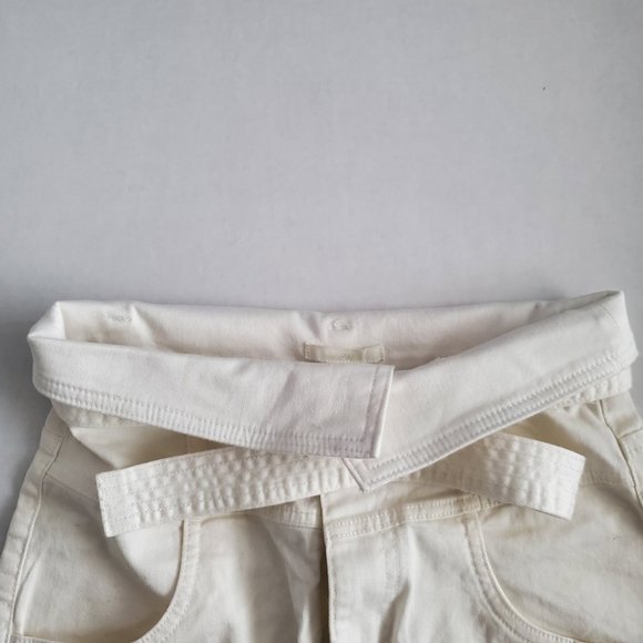 H&M High Fold over Waist Belted Shorts, White, 6 - Picture 6 of 8
